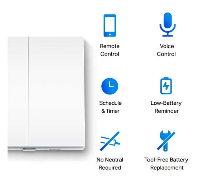 TP-Link Розумний вимикач світла, 2-канальний 1-сторонній, Tapo S220 TP-LINK