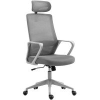 Крісло 2E OFFICE OC120, тканина, фіксовані підлокітники, підголівник, сірий