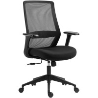 Крісло 2E OFFICE OC140, тканина, фіксовані підлокітники, чорний