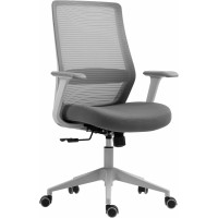 Крісло 2E OFFICE OC140, тканина, фіксовані підлокітники, сірий