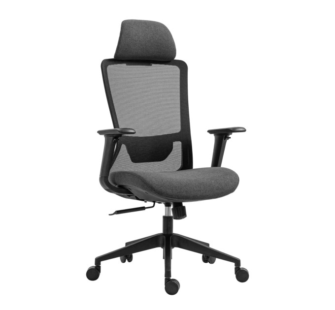 2E Крісло 2E OFFICE OC150, тканина, 4D-підлокітники, підголівник, чорний