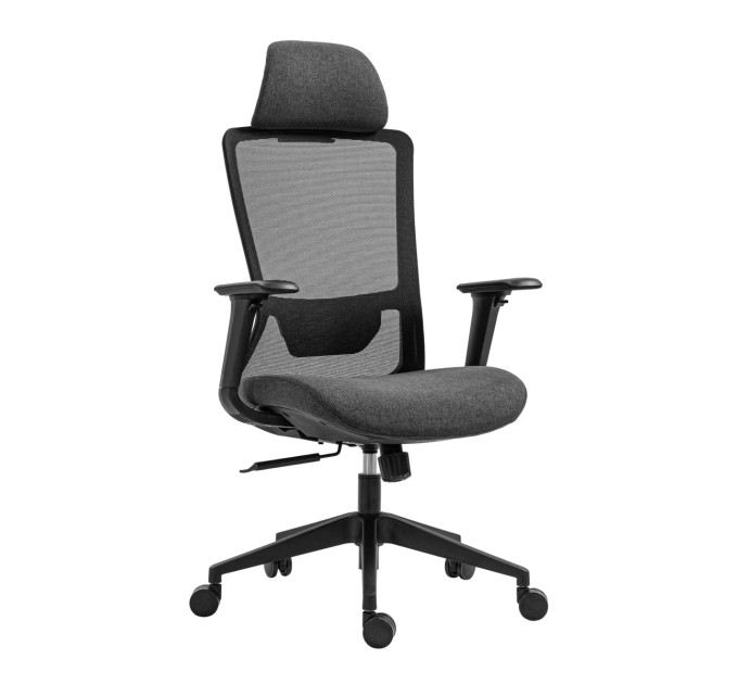 2E Крісло 2E OFFICE OC150, тканина, 4D-підлокітники, підголівник, чорний