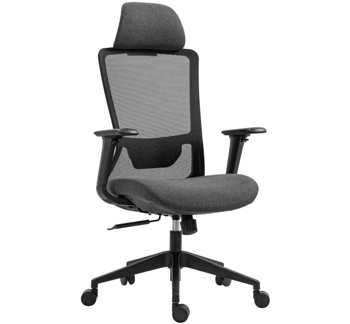 2E Крісло 2E OFFICE OC150, тканина, 4D-підлокітники, підголівник, чорний