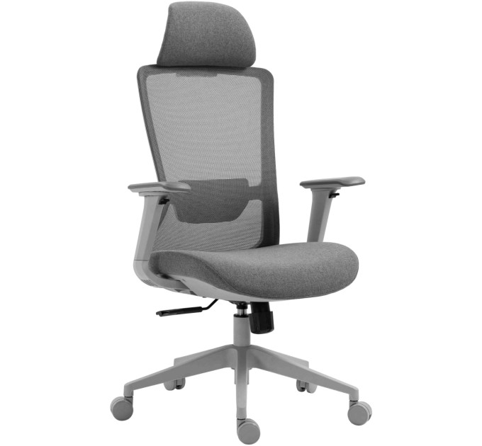 2E Крісло 2E OFFICE OC150, тканина, 4D-підлокітники, підголівник, сірий