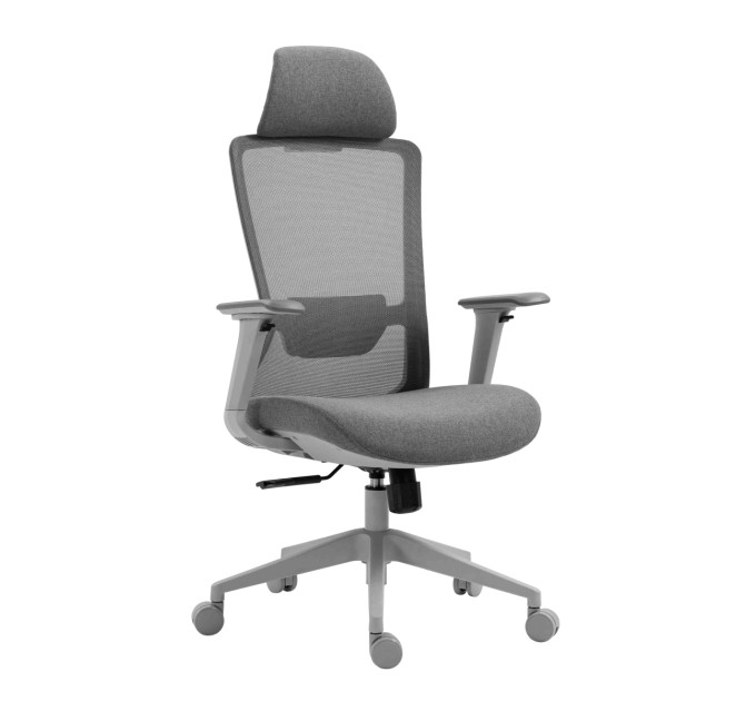 2E Крісло 2E OFFICE OC150, тканина, 4D-підлокітники, підголівник, сірий