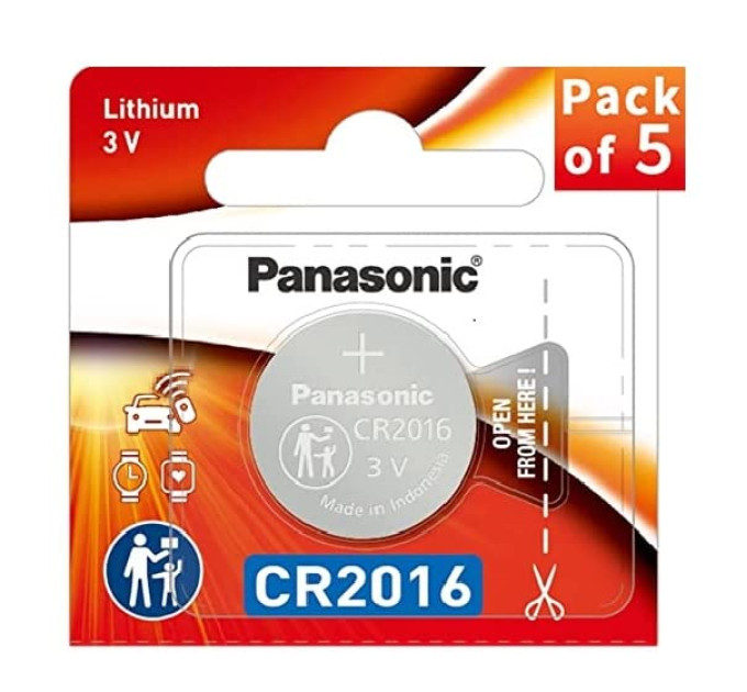 Panasonic Батарейка Panasonic літієва CR2016 блістер, 5 шт.
