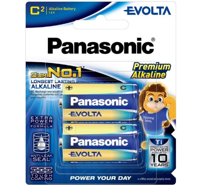 Panasonic Батарейка Panasonic Evolta лужна C(LR14) блістер, 2 шт.