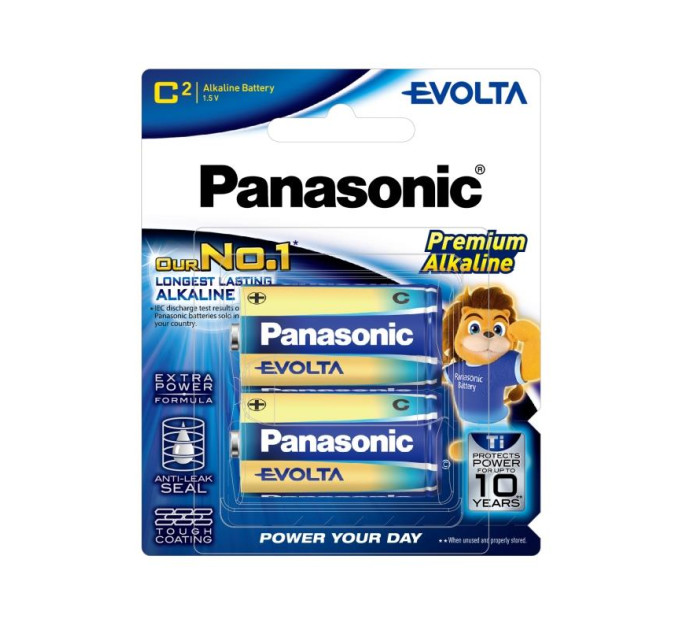 Panasonic Батарейка Panasonic Evolta лужна C(LR14) блістер, 2 шт.