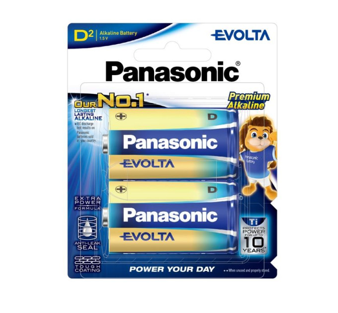 Panasonic Батарейка Panasonic Evolta лужна D(LR20) блістер, 2 шт.
