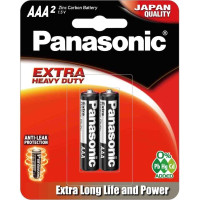 Батарейка Panasonic Extra Heavy Duty вугільно-цинкова AAA(R3) Блістер, 2 шт.