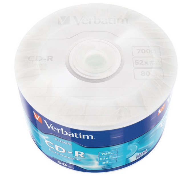 Verbatim Диск Verbatim CD-R 700Mb 52x Wrap 50 pcs (43787)