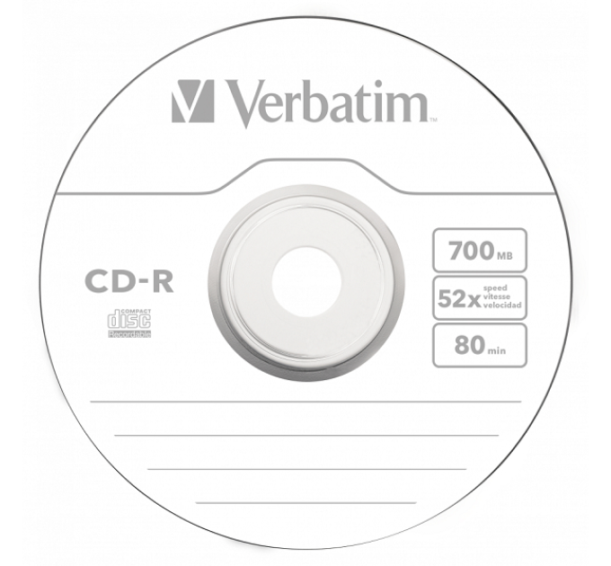 Verbatim Диск Verbatim CD-R 700Mb 52x Wrap 50 pcs (43787)