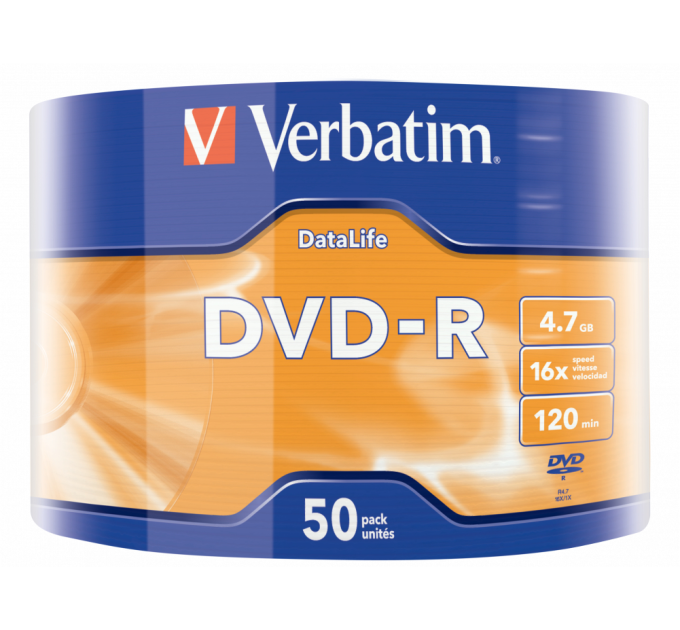 Verbatim Диск Verbatim DVD-R 4,7Gb 16x DATA LIFE Tape Wrap 50 pcs (43791)