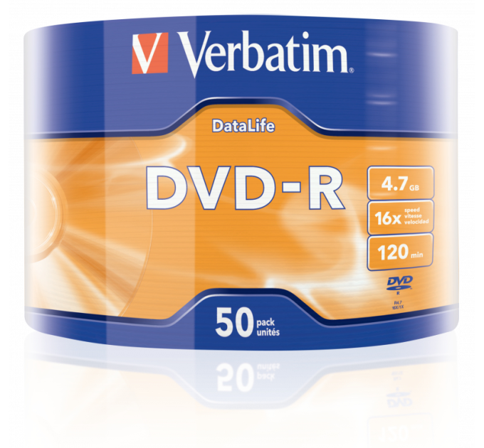 Verbatim Диск Verbatim DVD-R 4,7Gb 16x DATA LIFE Tape Wrap 50 pcs (43791)