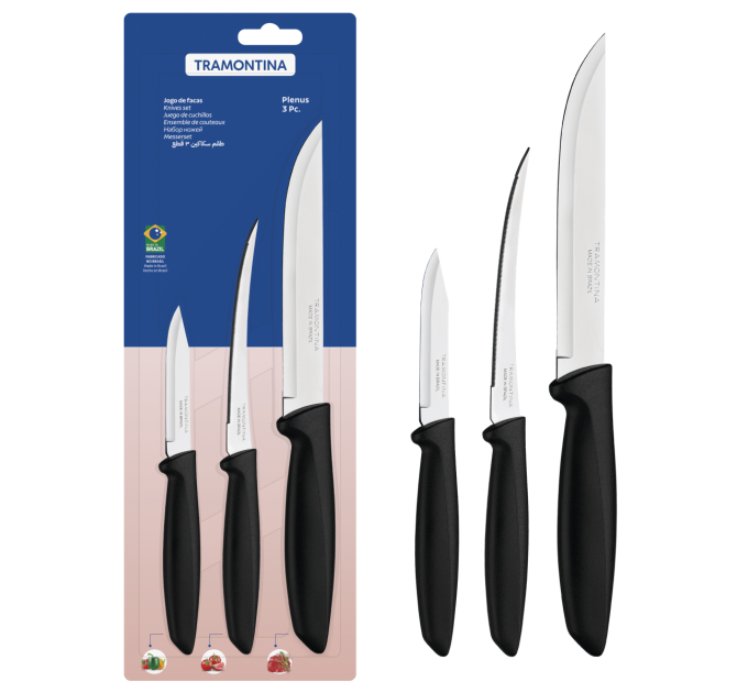 Tramontina Набір ножів Tramontina Plenus black, 3 предмети
