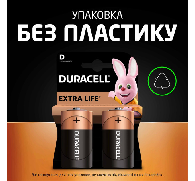 Duracell Лужні батарейки Duracell D, 2 шт.
