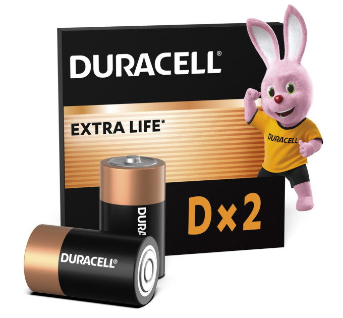 Duracell Лужні батарейки Duracell D, 2 шт.