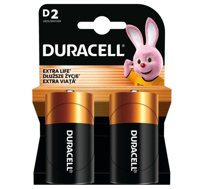 Duracell Лужні батарейки Duracell D, 2 шт.