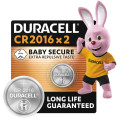 Duracell Спеціальна літієва батарейка типу «таблетка» Duracell 2016 3V, (DL2016/CR2016), 2 шт.