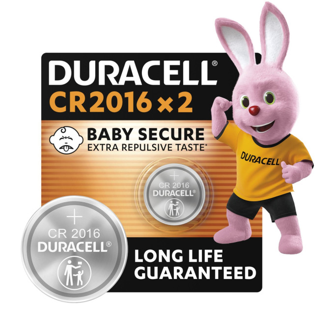 Duracell Спеціальна літієва батарейка типу «таблетка» Duracell 2016 3V, (DL2016/CR2016), 2 шт.
