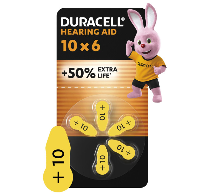 Duracell Батарейки для слухових апаратів Duracell розмір 10, 6 шт.