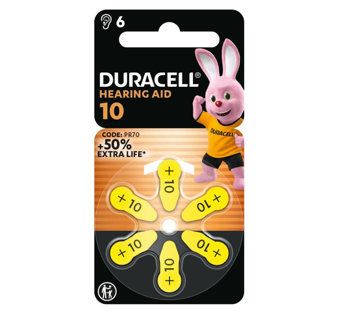 Duracell Батарейки для слухових апаратів Duracell розмір 10, 6 шт.