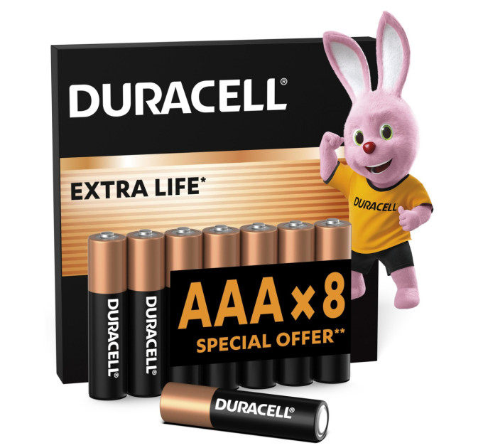 Duracell Лужні батарейки Duracell AAA, 8 шт.