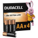 Duracell Лужні батарейки Duracell AA, 4 шт.