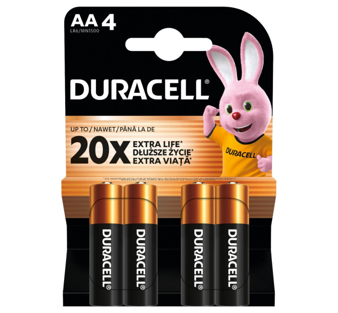 Duracell Лужні батарейки Duracell AA, 4 шт.