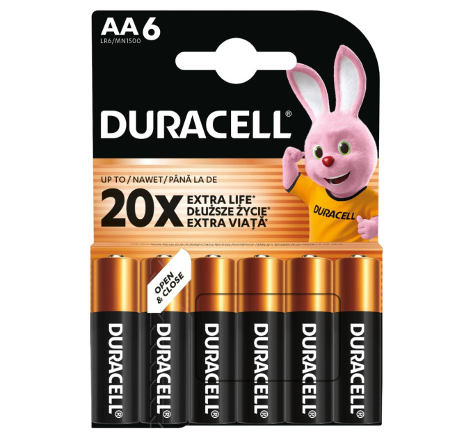 Duracell Лужні батарейки Duracell AA, 6 шт.