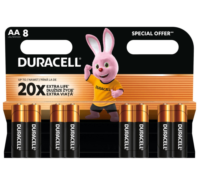 Duracell Лужні батарейки Duracell AA, 8 шт.