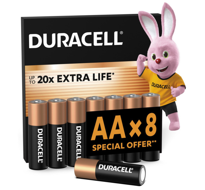 Duracell Лужні батарейки Duracell AA, 8 шт.