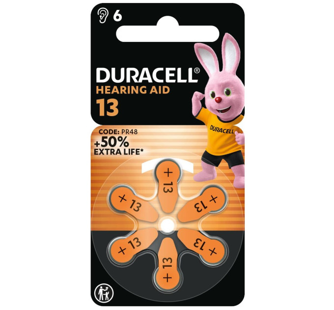 Duracell Батарейки для слухових апаратів Duracell розмір 13, 6 шт.