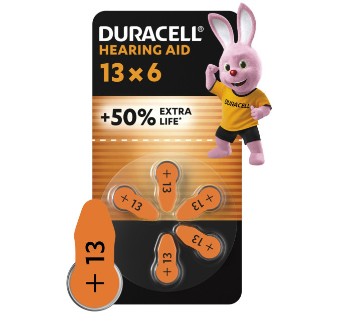 Duracell Батарейки для слухових апаратів Duracell розмір 13, 6 шт.