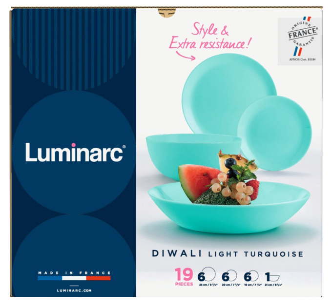 Luminarc Сервіз LUMINARC DIWALI LIGHT TURQUOISE, 19 предметів