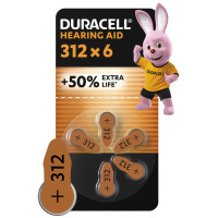 Батарейки для слухових апаратів Duracell розмір 312, 6 шт.
