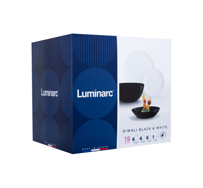 Luminarc Сервіз LUMINARC DIWALI BLACK & WHITE, 19 предметів