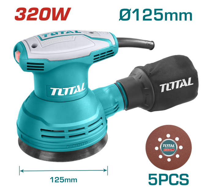 Total Ексцентрикова шліфмашина TOTAL TF2031256 320Вт, 125мм.