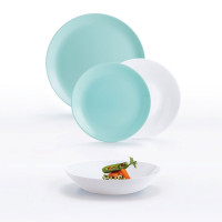 Сервіз LUMINARC DIWALI LIGHT TURQUOISE & WHITE, 18 предметів