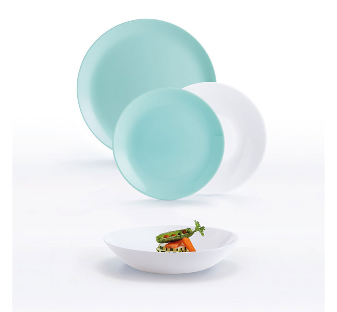 Luminarc Сервіз LUMINARC DIWALI LIGHT TURQUOISE & WHITE, 18 предметів