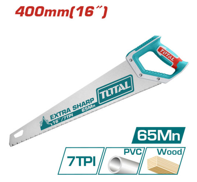Total Ножівка по дереву TOTAL THT55400 7 зубів на дюйм, довжина 400 мм.