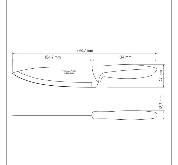 Tramontina Набір ножів Chef Tramontina Plenus light grey, 178 мм - 12 шт.