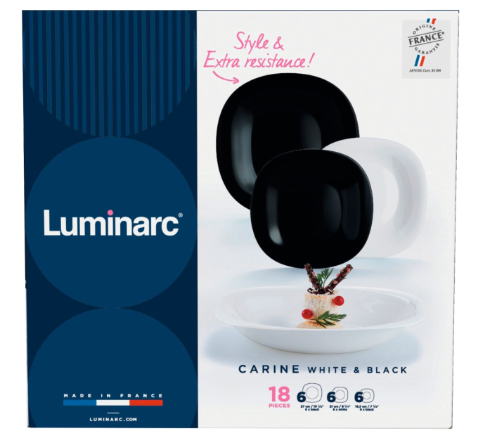 Luminarc Сервіз столовий Luminarc Carine Black&White, 18 предметів