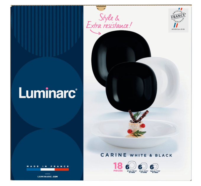 Luminarc Сервіз столовий Luminarc Carine Black&White, 18 предметів