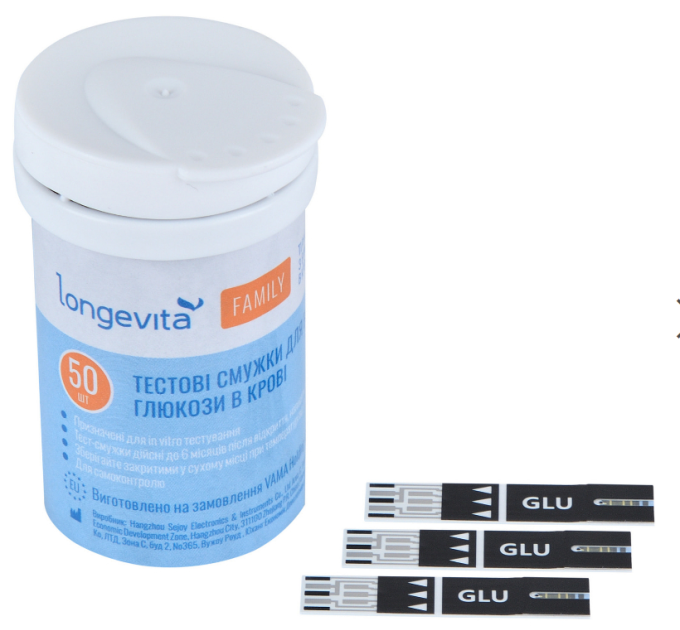 Longevita Тестові смужки для вимірювання глюкози в крові Longevita Family (50шт.)