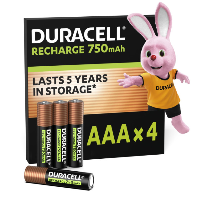 Duracell Акумулятори Duracell Rechargeable AAА 750 mAh, 4 шт.