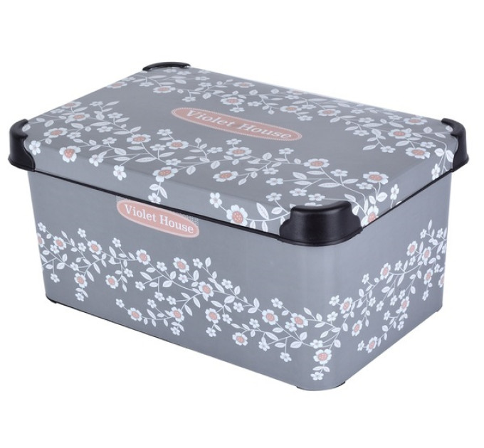 Violet House Контейнер Violet House 0647 Decor Antrasit Flower з/кр. 10 л