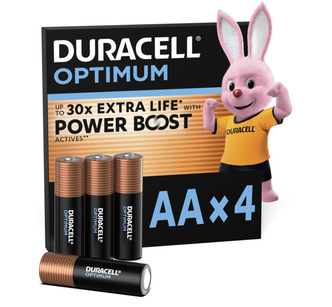 Duracell Лужні батарейки Duracell Optimum AA, 4 шт.