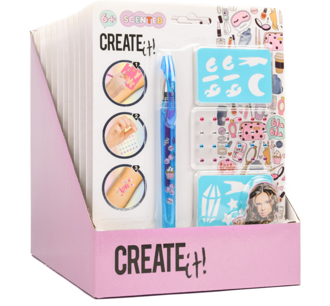 Create it! Набір для тату: ароматна ручка з трафаретом і стразами Create IT! в асортименті