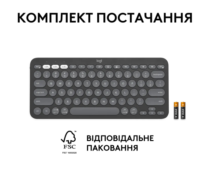 Logitech Клавіатура Logitech K380s Pebble Keys 2 Tonal Graphite